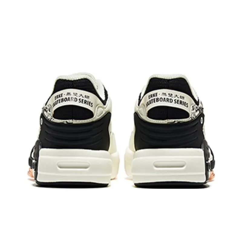 Erke Wu Long Series Cushioning Lightweight Low-Top Skateboard Shoes Women's White Black-2
