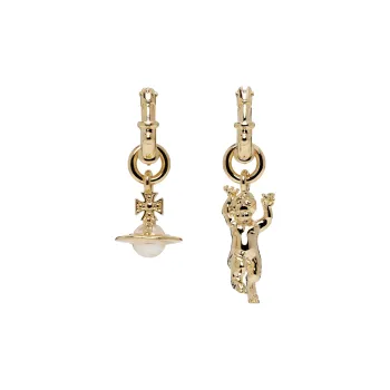 Vivienne Westwood Artificial Pearl Brass Earrings Women's Gold