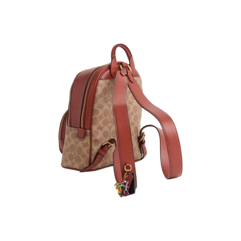 COACH CarrieBackpack Coated Canvas Backpack Medium Size Women's Tan-2