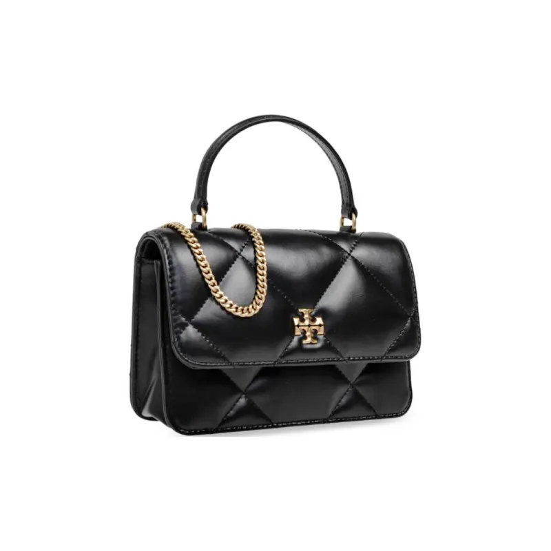 TORY BURCH Kira Diamond Quilt Mini Top Handle Chain Wallet Black-2