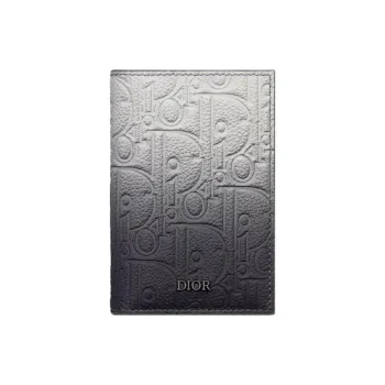 DIOR Cow Leather Card Holder Card Holder Unisex Gray & Black Gradient