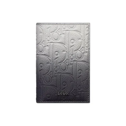 DIOR Cow Leather Card Holder Card Holder Unisex Gray & Black Gradient