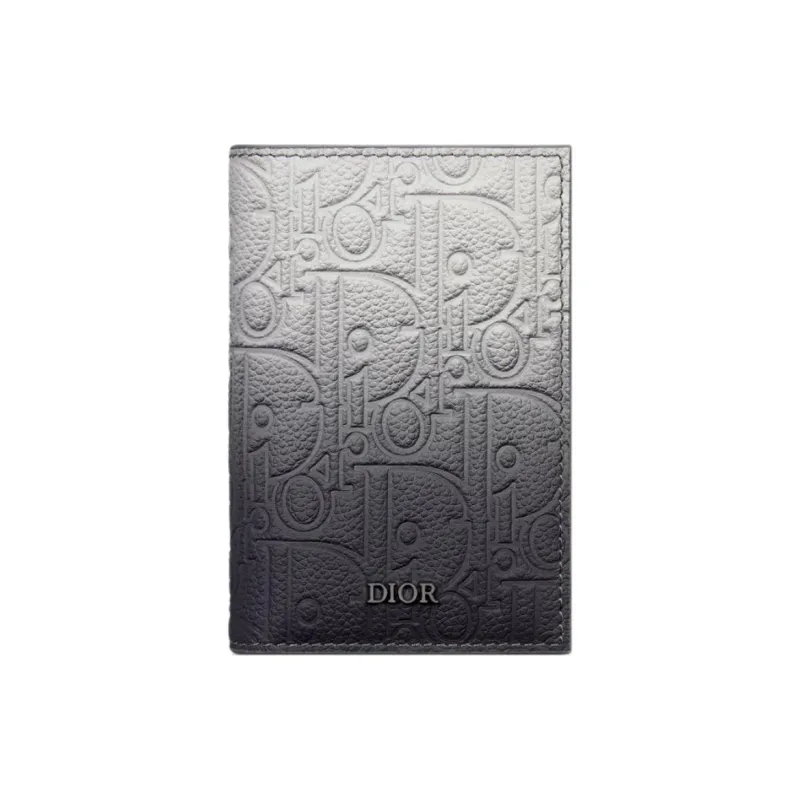 DIOR Cow Leather Card Holder Card Holder Unisex Gray & Black Gradient-0