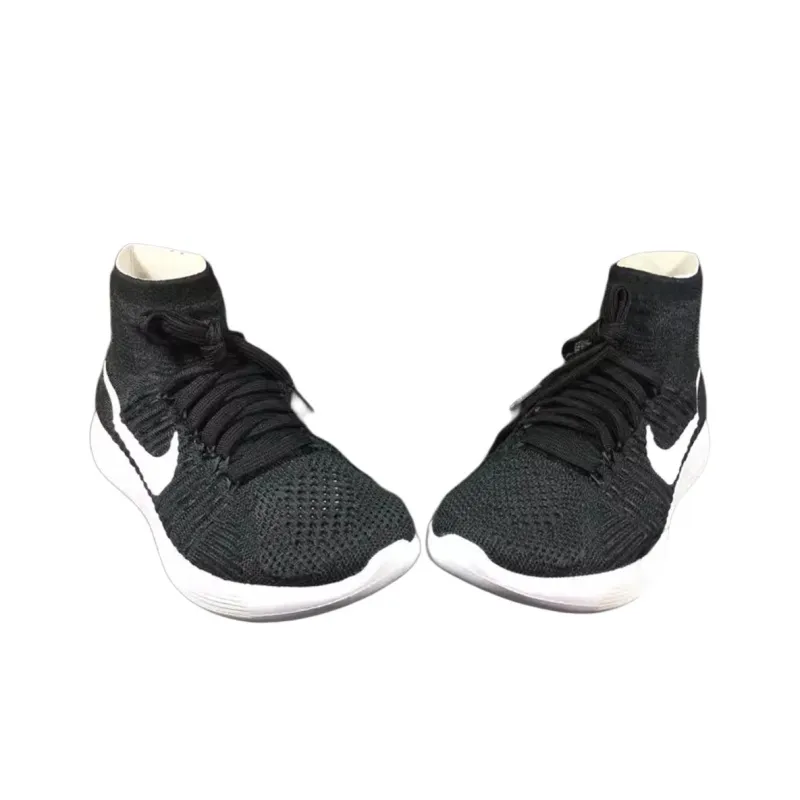 Nike LunarEpic Flyknit Slip-Resistant Breathable High-Top Running Shoes Women's Black White-4