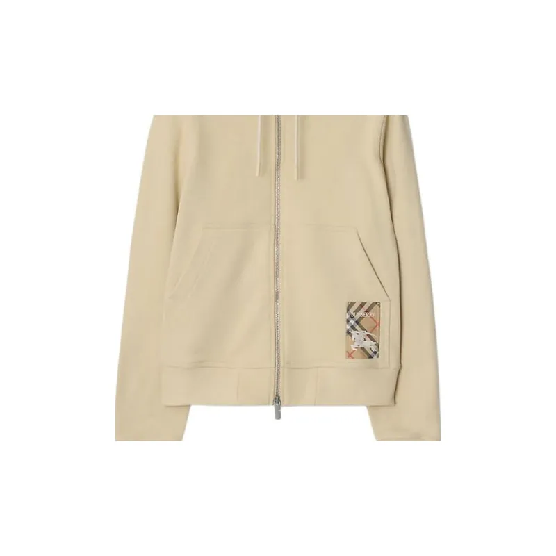 Burberry Check Label Zip Through Hoodie 'Nutmeg'-4