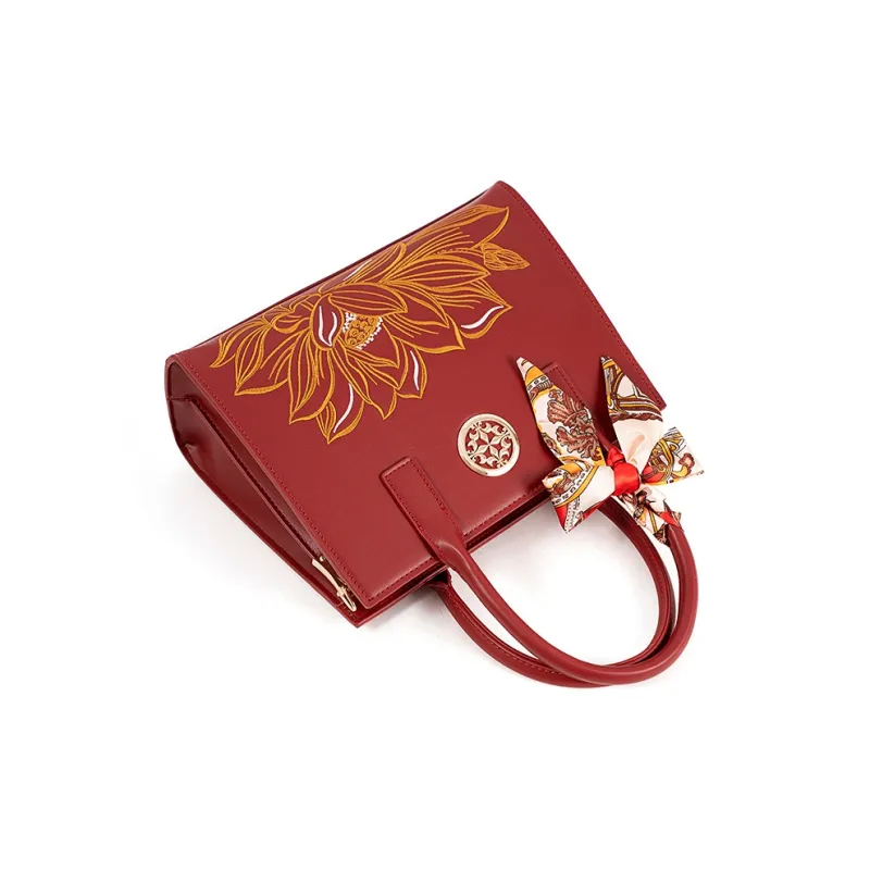 Vigno Synthetic Leather Shoulder Bag Crossbody Bag Handbag Medium Size Women's Red-32