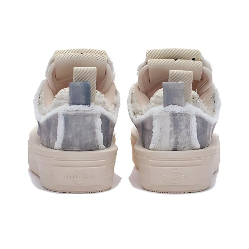 FORESHADOW Anti-Slip And Wear-Resistant Height Increasing Low-Top Canvas Shoes Unisex Beige Blue-4
