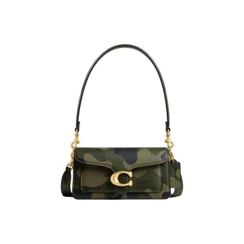 COACH Tabby Litchi Grain Leather Shoulder Bag Small Size Women's Brass & Green