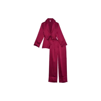 Victoria's Secret 24 Big Show Collection SEXY KI Pajama Set Women's Burgundy