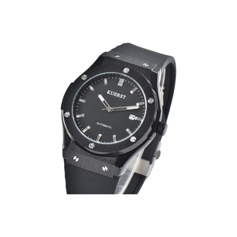 KUERST Automatic Mechanical Movement Rubber Strap Watch Men's Watches Black Dial-8