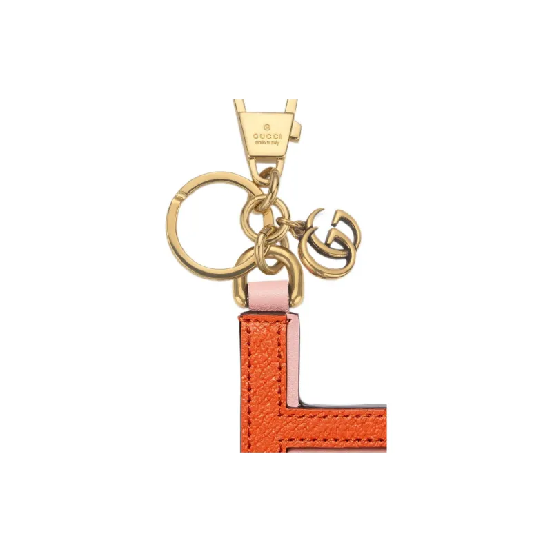 GUCCI Canvas With Leather Keychain Bag Accessory Unisex Orange/Pink-3