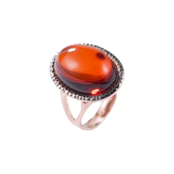 S&A Blood Amber Ring Fine Jade Ring Women's