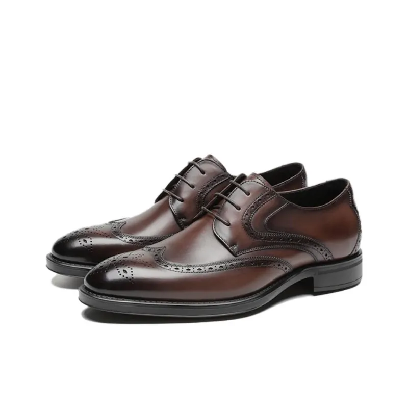 SAINT ANGELO Dress Shoes Men Low Top Dark Coffee/Black-4