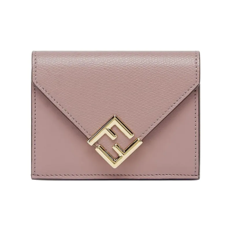 FENDI FF Diamonds Series Calfskin Wallet Medium Size Women's Pink-0