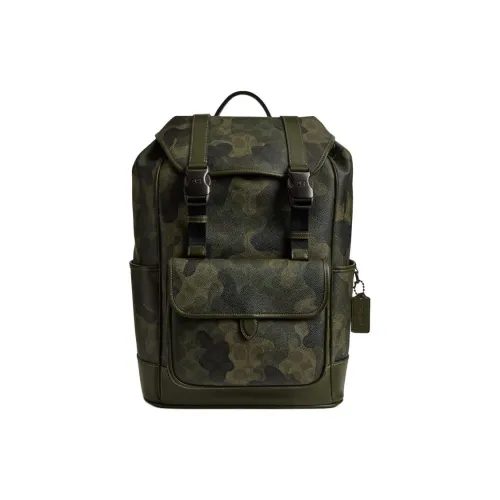 COACH League Coated Canvas Backpack Large Size Men's Army Green