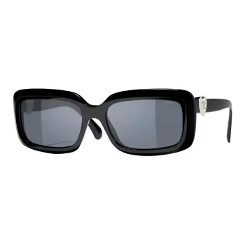 CHANEL Acetate Rectangular Sunglasses Unisex Black