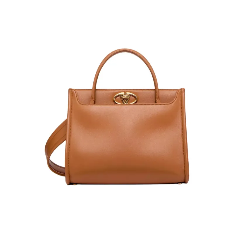 Valentino Vlogo Calfskin One Shoulder Handbag Small Size Women's Almond-0