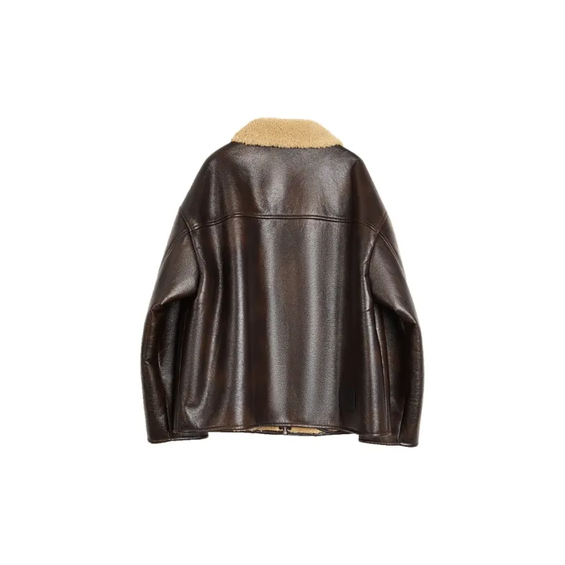 ELLE Leather Jacket Women's Dark Brown-1