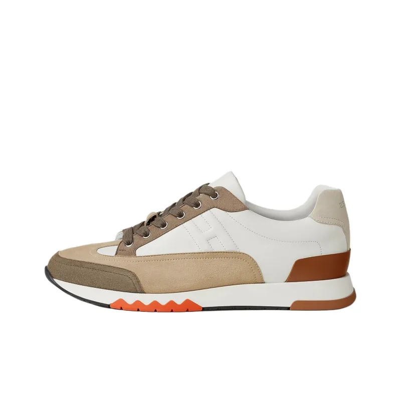 HERMES Trail Low Top Casual Shoes 3cm Men's Beige-0