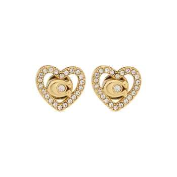 COACH Embellished Heart Stud Earrings