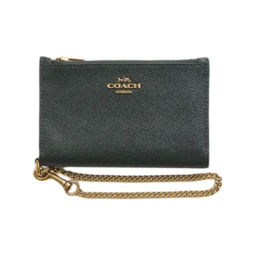 COACH Cross-Stitch Leather Card Holder Women's Amazon Green