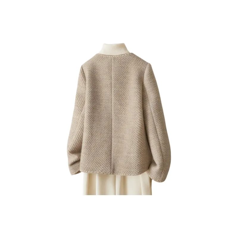 IHIMI Cropped Coat Women's Oat Beige-2