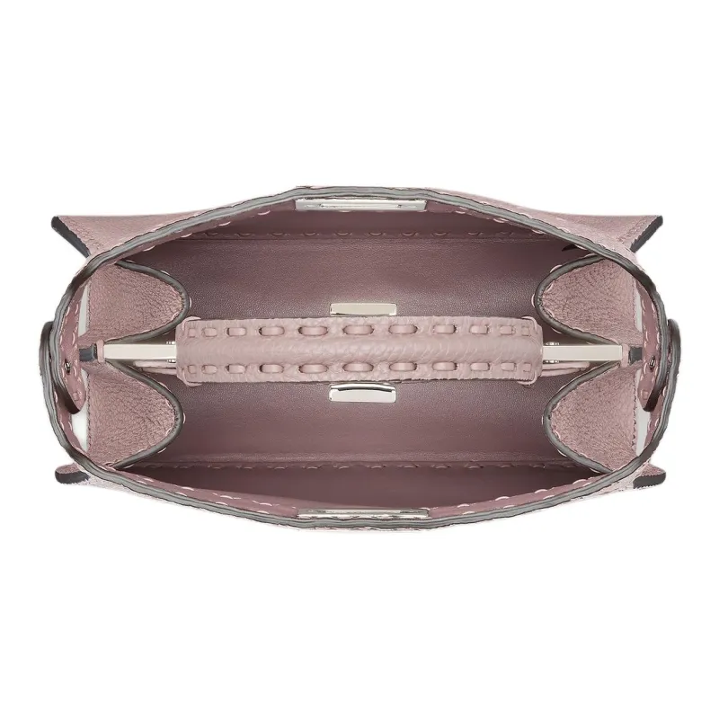 FENDI Peekaboo ISeeU Calfskin Shoulder Bag Crossbody Bag Handbag Small Size Women's Pink-3