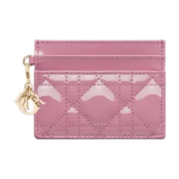 DIOR Lady Dior Patent Leather, Cow Leather Wallet Card Holder Card Holder Women's Hydrangea Pink