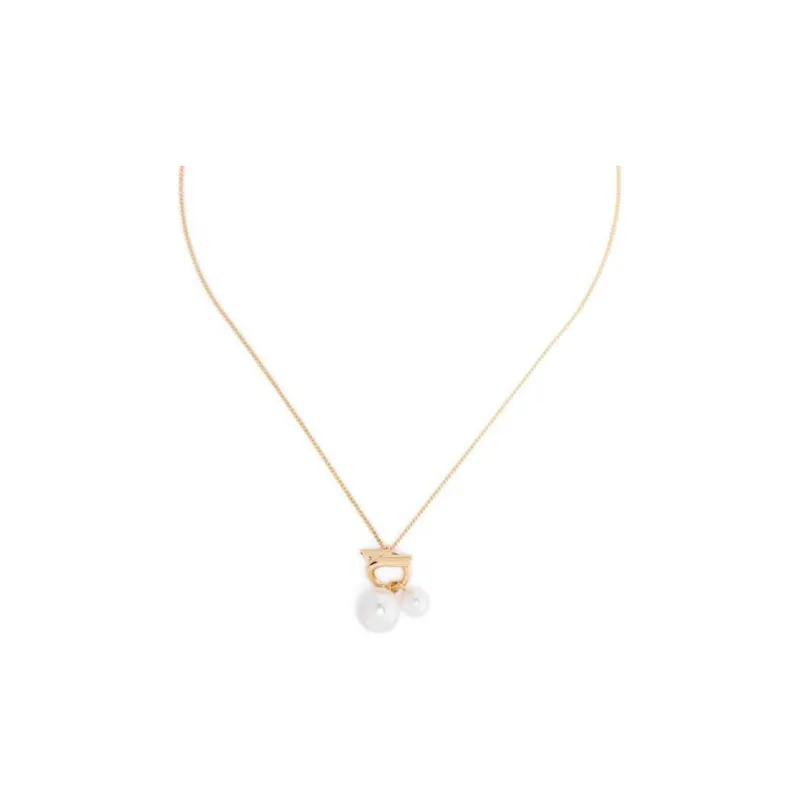 Ferragamo Gancini Pendant Embellished Chained Necklace-0