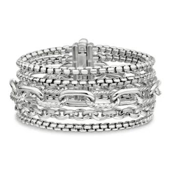David Yurman Sterling Silver Multi Row Chain Bracelet 29mm