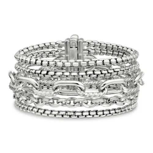 David Yurman Sterling Silver Multi Row Chain Bracelet 29mm