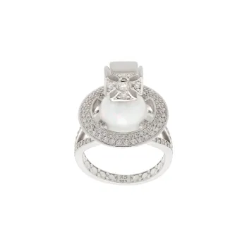 Vivienne Westwood 925 Sterling Silver Crystal Iridescent Stone Rings Men's Silver