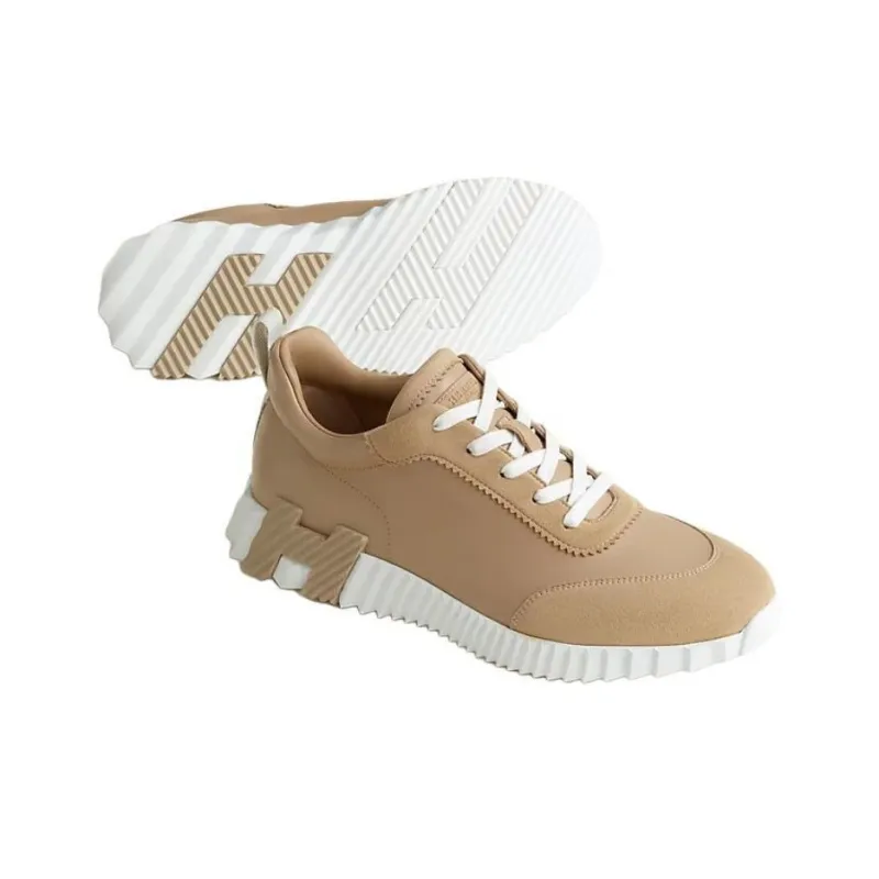 HERMES Bouncing Low Top Casual Shoes Men's Brown-3