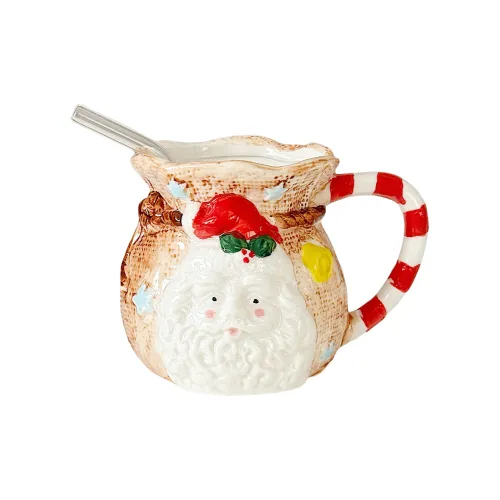 Taiwan Dignity Vintage Christmas Cloth Bag Mug Ceramic 420ml