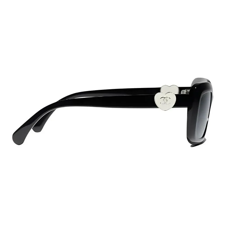 CHANEL Acetate Rectangular Sunglasses Unisex Black-3