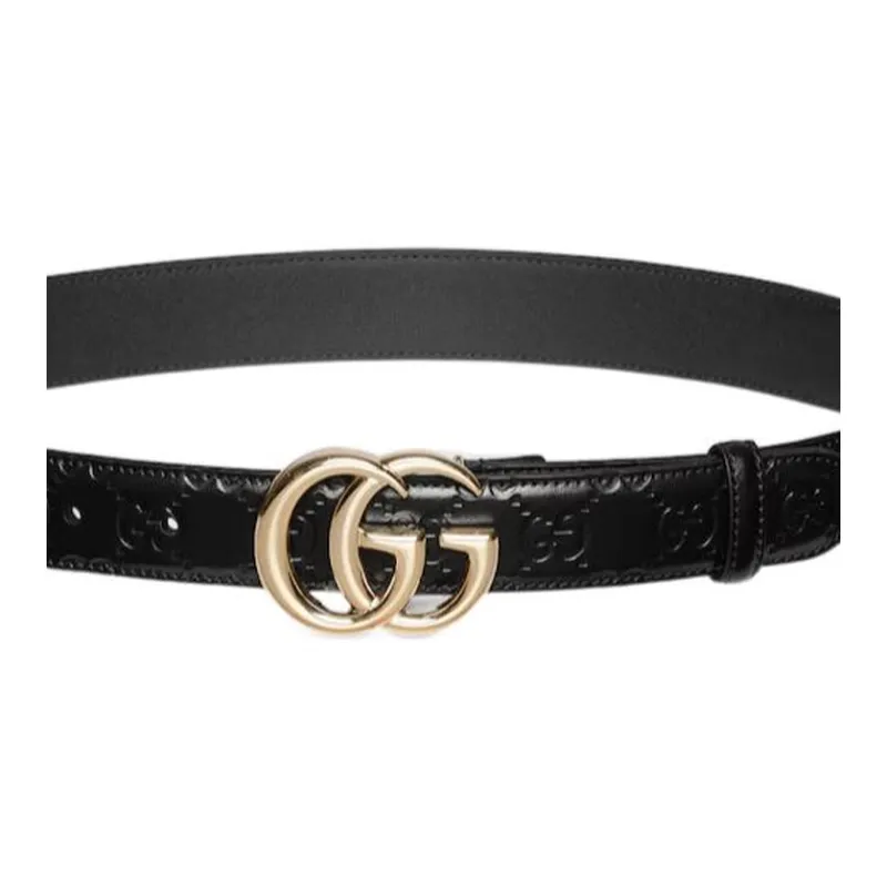 GUCCI Leather Leather Belts Women's Black Width  3CM-1