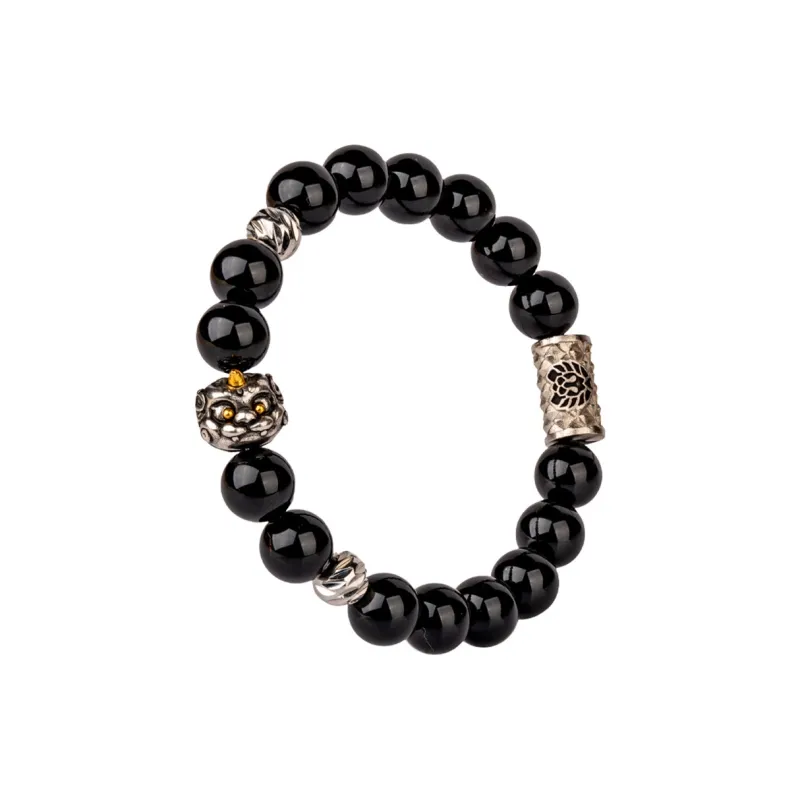 Rastaclat Agate Small Lion Chinese Style Beaded Bracelet Unisex-0