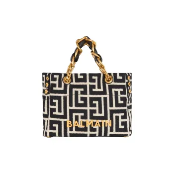 BALMAIN 1945 Logo Plaque Small Tote Bag