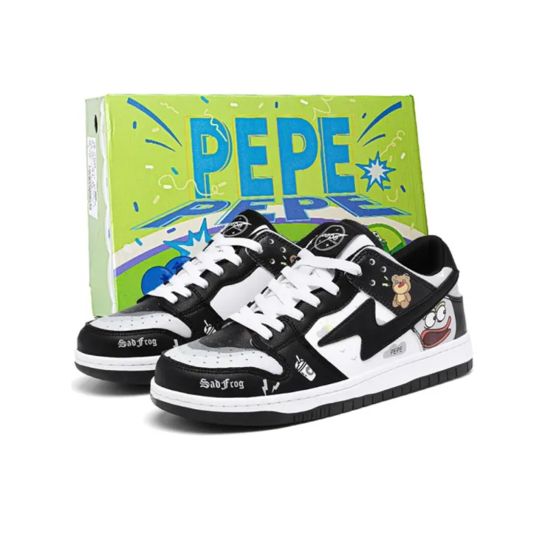 Pepe The Frog Anti-Slip And Wear-Resistant Height Increasing Low-Top Skateboard Shoes Unisex-7