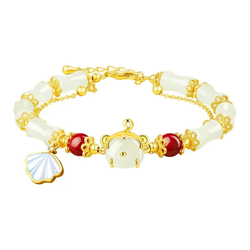 SGE Hetian Jade Bracelets Pale Greenish White Jade Women's-12