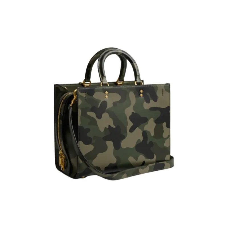 COACH Rogue Leather Tote Bag, Shopping Bag, Crossbody Bag, Handbag Large Size Women's Green-3