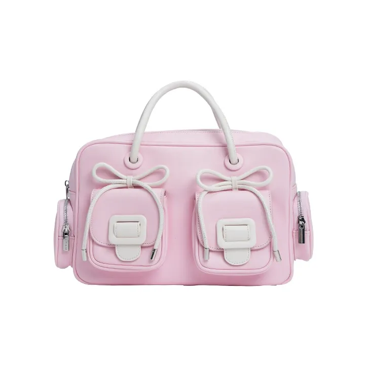 MERIMIES Artificial Leather Shoulder Bag Large Size Women's Peach Pink-1