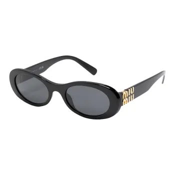 MIU MIU Acetate Irregular Shape Sunglasses Unisex Black