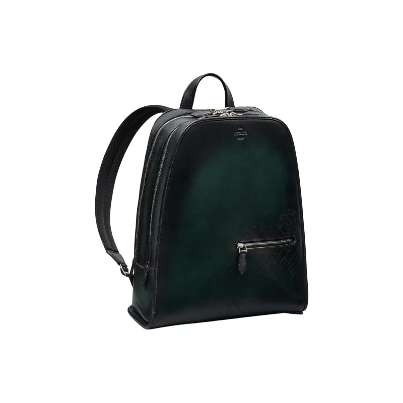 BERLUTI Leather Backpack Men's Green & Black-1