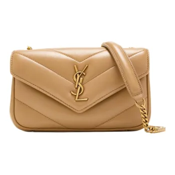 SAINT LAURENT Leather Shoulder Bag Mini Women's Beige