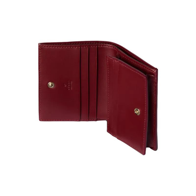 GUCCI Coated Fabric Wallet Mini Women's Beige & Dark Brown-5