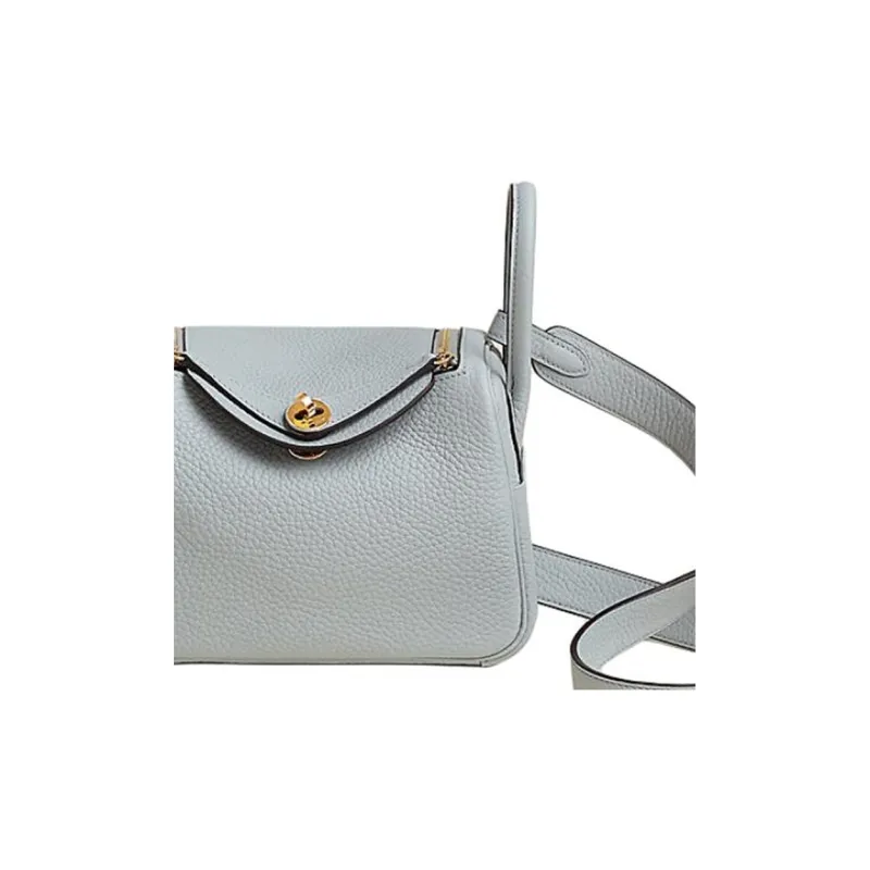 HERMES Lindy Clemence Leather Shoulder Bag, Crossbody Bag, Handbag Mini Women's 8U Bleu Glacier Blue-1