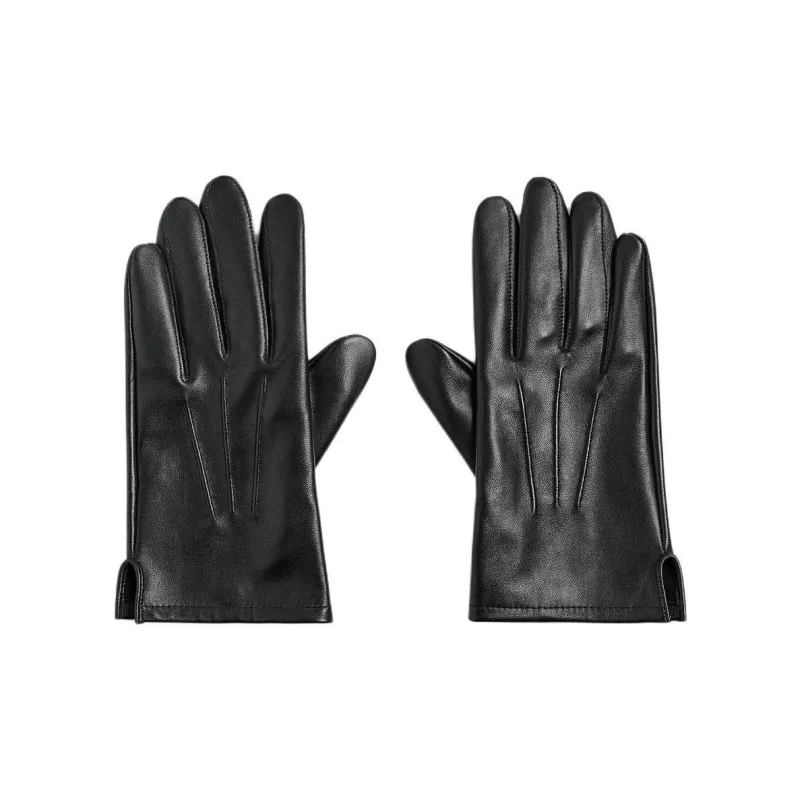 ZARA Sheepskin Gloves Unisex Black-0