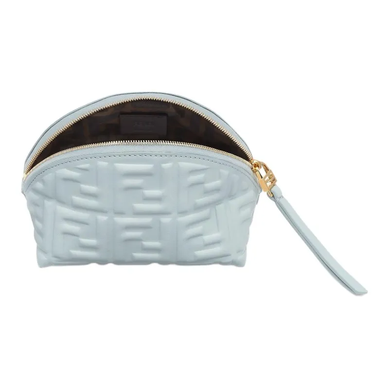 FENDI Baguette Lambskin Clutch Makeup Bag Small Size Women's Light Blue-2