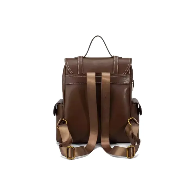 BUHOWE Polyurethane Bonded Synthetic Leather Backpack Women's Brown-2